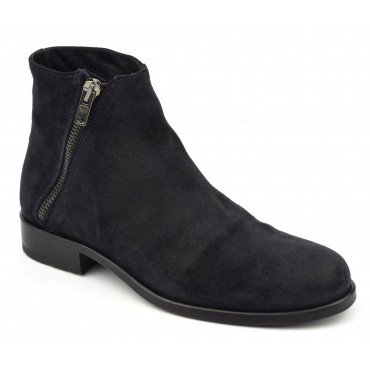 Bottines cuir velour vieilli, bleu marine, Blake, Nimal