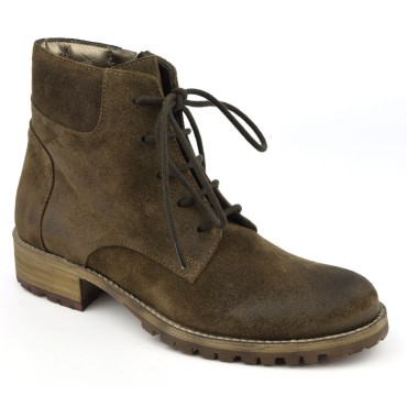 Bottines lacets cuir velour vieilli, taupe, Forest, Nimal