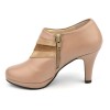 Bottines low boots, plateforme, cuir mat nude, 9019