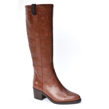 Bottes style cavalières, cuir mat, marron, 7208, Dansi