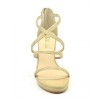 Chaussures de soirée petites pointures, daim beige et cuir mat or, 518F, Dansi Spain