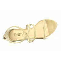 Chaussures de soirée petites pointures, daim beige et cuir mat or, 518F, Dansi Spain