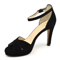 Chaussures de soirée petites pointures, cuir daim noir, 6576, Dansi Spain