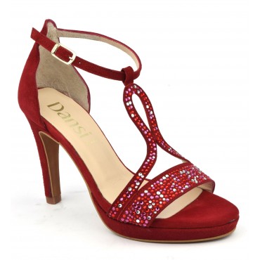 Brillante Compuesto suspicaz Zapatos de fiesta tallas pequeñas, serraje rojo y pedrería, 6583, Dansi  España