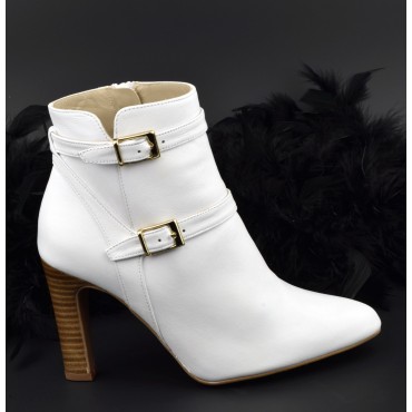 Bottines cuir mat blanches, F2398