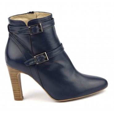 Bottines cuir mat bleu marine, F2398