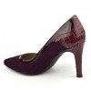 Escarpins cuir daim, bordeaux, bouts pointus, F1624, petites tailles