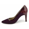 Escarpins cuir daim, bordeaux, bouts pointus, F1624, petites tailles