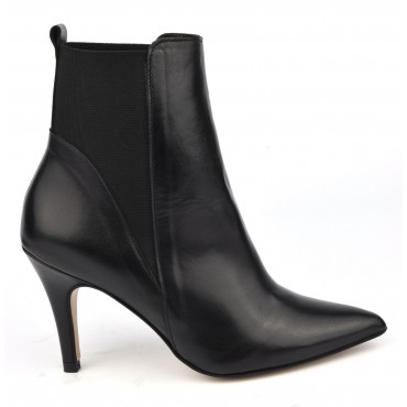 Bottines mollet, cuir lisse noir, 17586, petites pointures, Pierre Cardin