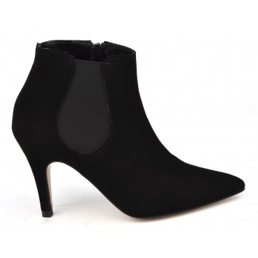 Bottines femme, cuir daim noir, 17511 petites pointures, Pierre Cardin