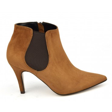 Bottines femme, cuir daim camel, 17511 petites pointures, Pierre Cardin