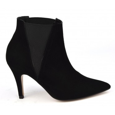 Bottines femme, cuir daim noir, 17539, petites pointures, Pierre Cardin