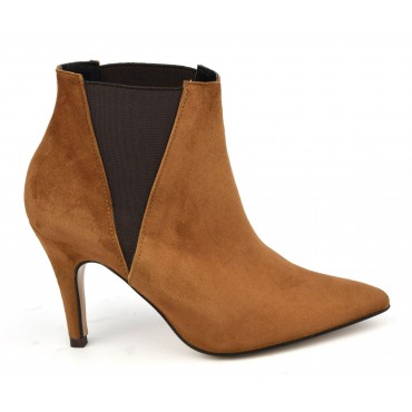 Bottines femme, cuir daim camel, 17539, petites pointures, Pierre Cardin