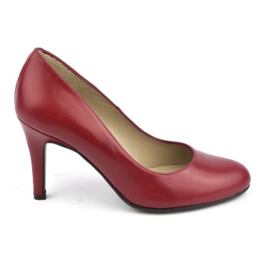 Escarpins cuir mat  rouge foncé, Talon 8 cm, F96559