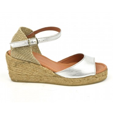 Espadrilles LLIVIA cuir argenté, Toni Pons