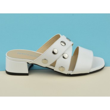 Mules cuir mat blanc, 2723, Petits Souliers