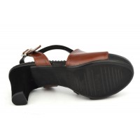 Sandales ultra confort, cuir lisse marron, 3937 Plumers