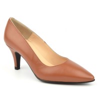 Chaussure, escarpins, femme petite pointure, F97803, Brenda Zaro, cuir mat, cognac, vue diagonale