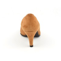 Chaussure, escarpins, femme petite pointure, F97803, Brenda Zaro, daim cognac, vue talon arrière