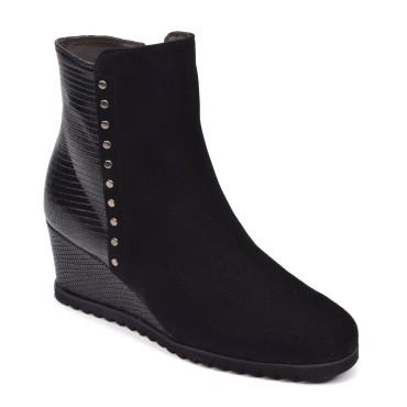 Bottines Compensée Daim Noir, 5076, Plumers