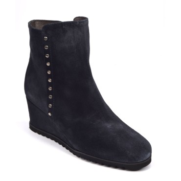 Bottines Compensée Daim Bleu Marine, 5076, Plumers