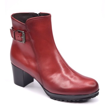 Bottines Cuir Lisse Rouge, 5782, Plumers