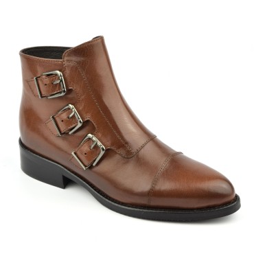 Bottines Cuir Lisse Marron, 5852, Plumers