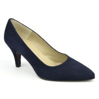 Chaussure, escarpins, femme petite pointure, F97803D, Lise, daim, bleu marine, vue diagonale