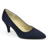 Chaussure, escarpins, femme petite pointure, F97803D, Lise, daim, bleu marine, vue diagonale