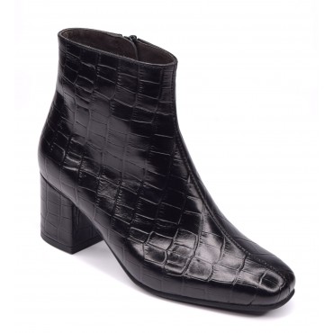 Bottines Cuir Croco Noir, 205317, Piesanto