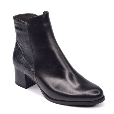 Bottines Cuir Lisse Noir, 205445, Piesanto