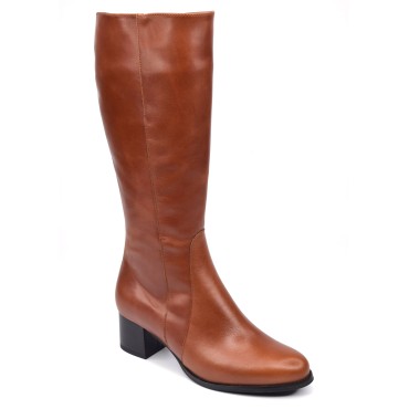 Bottes Cuir Lisse Marron, Mollet Large, 205450, Piesanto