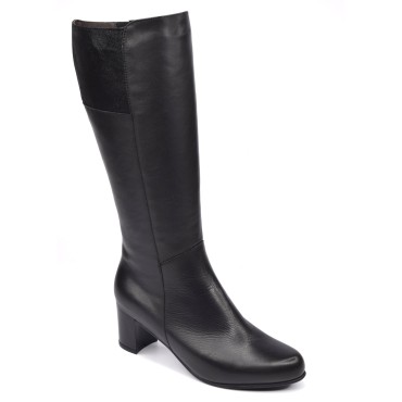 Bottes Cuir Lisse Noir, Mollet Large XL, 175873, Piesanto