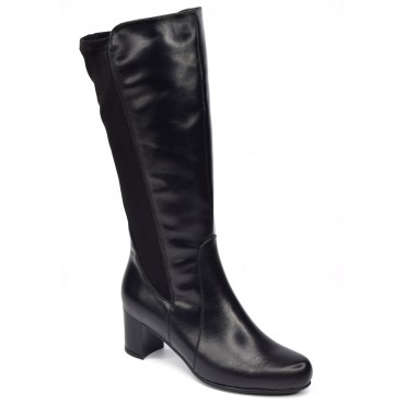 Bottes Cuir Lisse Noir, Mollet Large XXL, 185357, Piesanto