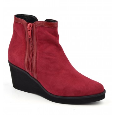 Bottines Compensée Daim Rouge, XA0331E, Xaira