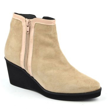 Bottines Compensée Daim Beige, XA0331E, Xaira