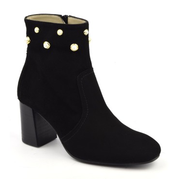 Bottines Cuir Suédine Noir, F2869, Brenda Zaro