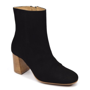 Bottines Cuir Suédine Noir, F3446, Brenda Zaro