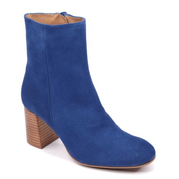 Bottines Cuir Suédine Bleu Electrique, F3446, Brenda Zaro