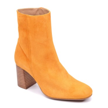 Bottines Cuir Suédine Jaune Oeuf, F3446, Brenda Zaro