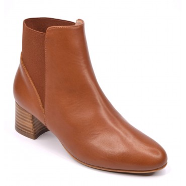 Bottines Cuir Lisse Cognac, F3429, Brenda Zaro