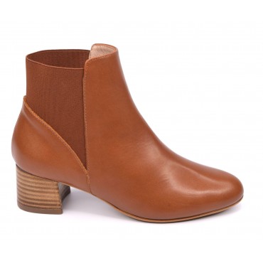 Bottines Cuir Lisse Cognac, F3429, Brenda Zaro