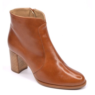 Bottines Cuir Lisse Cognac, F3897, Brenda Zaro