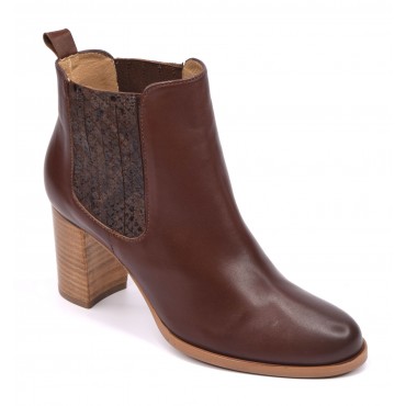 Bottines Cuir Lisse Marron, F3898, Brenda Zaro