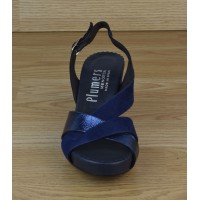 Sandales Plateforme,Cuir Bleu, 3312, Plumers