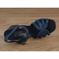 Sandales Cuir Tressé Bleu Irisé, 3247, Plumers