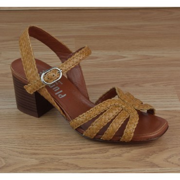 Sandales Cuir Tressé Cognac, 3247, Plumers