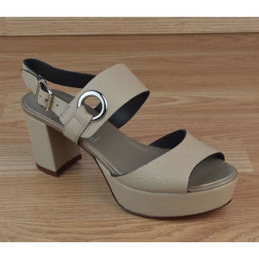 Sandales Plateforme, Cuir Craquelé Beige, 3290, Plumers