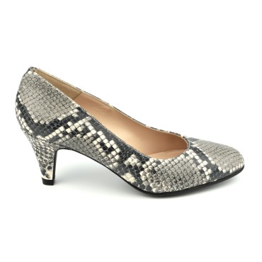 Escarpins, Cuir Style Python, Noir, F96136, Brenda Zaro