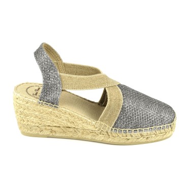 Espadrilles  Cuir Pailleté Argent, Triton,Toni Pons